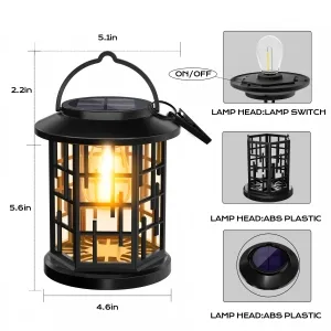 Black Vertical Stripes With Bulb Solar Palace Light