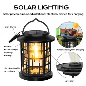 Black Vertical Stripes With Bulb Solar Palace Light