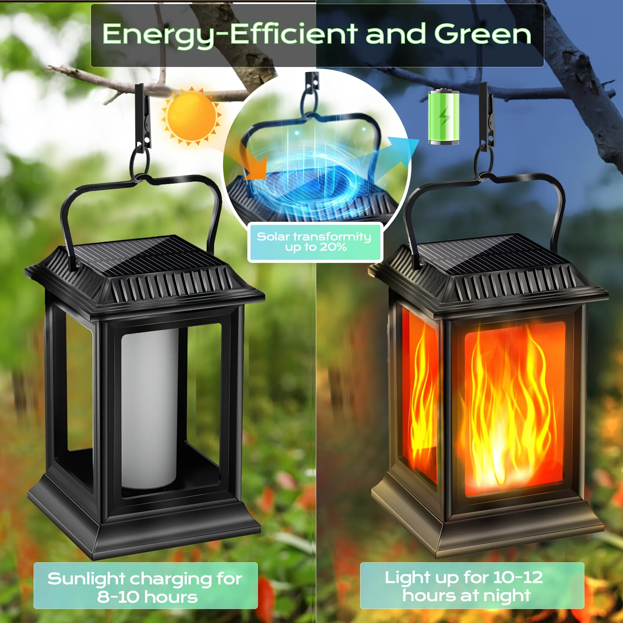 Square Hollowed-out Solar Palace Lantern