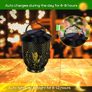 White Crane Hollowed-out Solar Projection Lantern