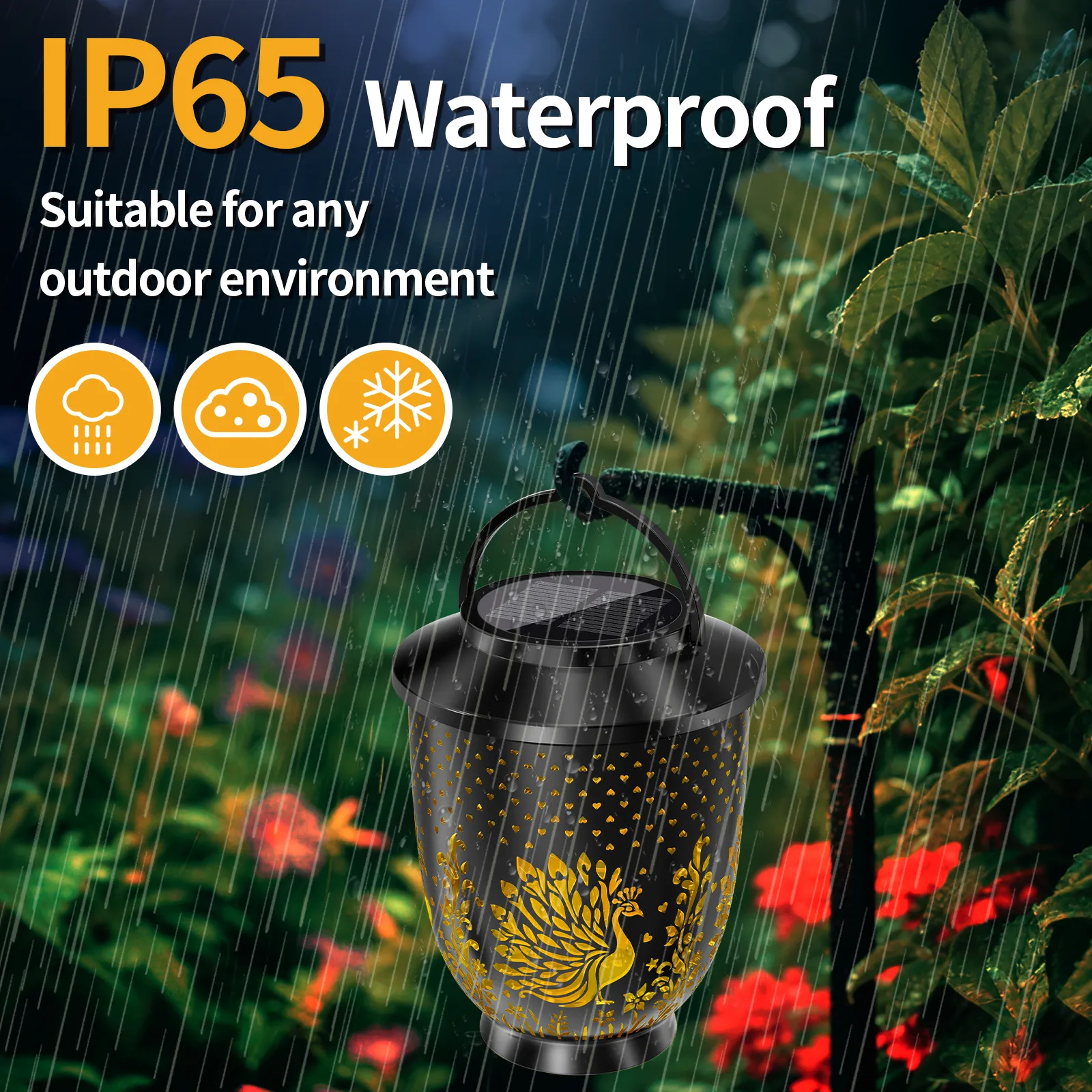 Peafowl Hollowed-out Solar Projection Lantern