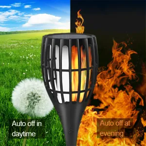 Striped solar flame torch light for garden or pathway decoration