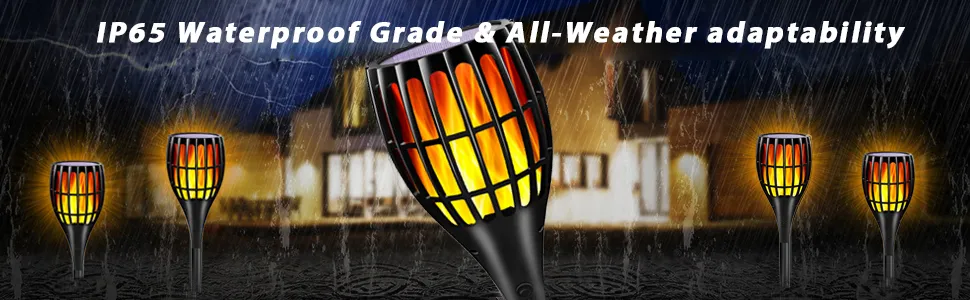 Flickering flame solar garden light - waterproof and decorative Waterproof solar torch light with realistic flame for yard and patio
