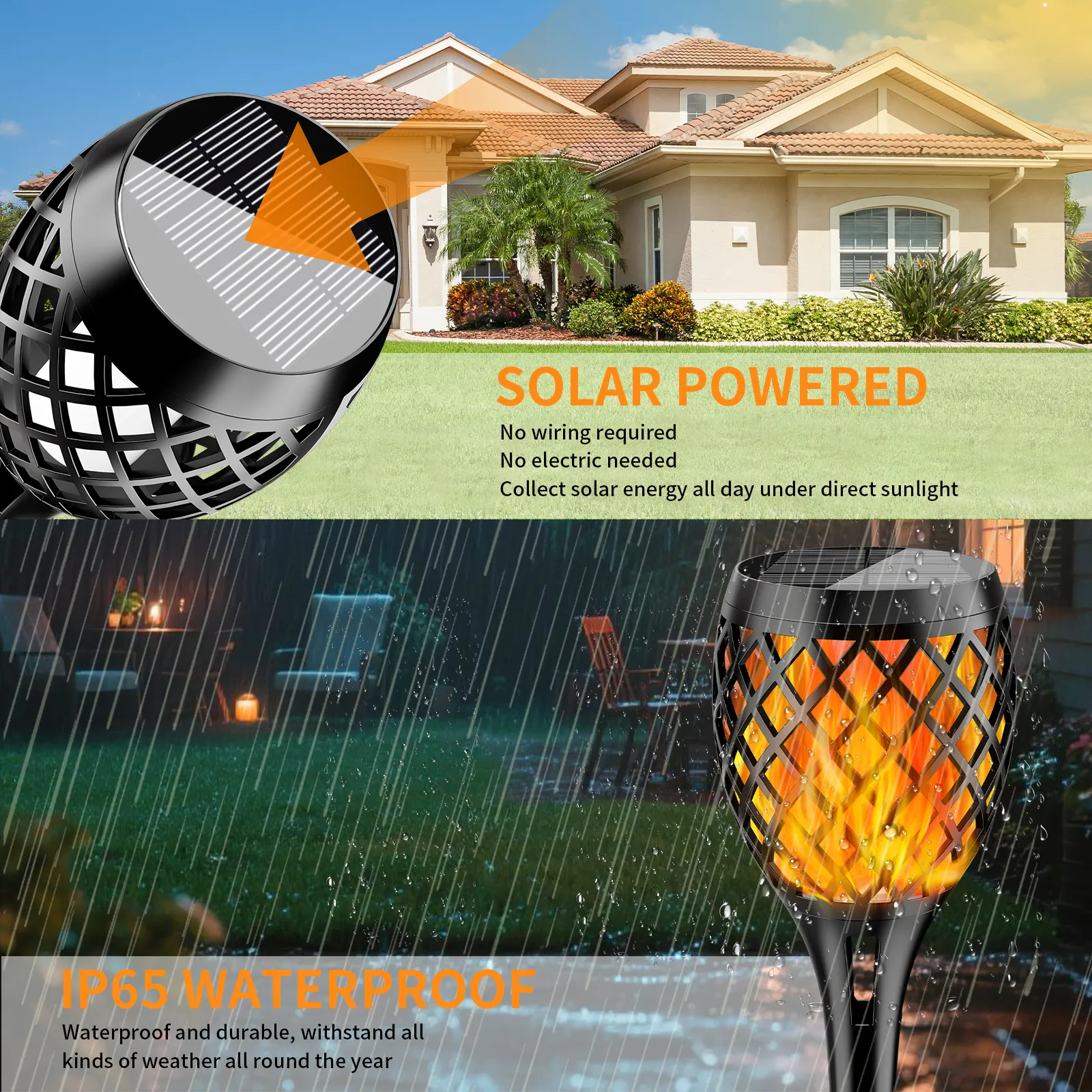 Diamond solar flame torch light for garden or pathway decoration