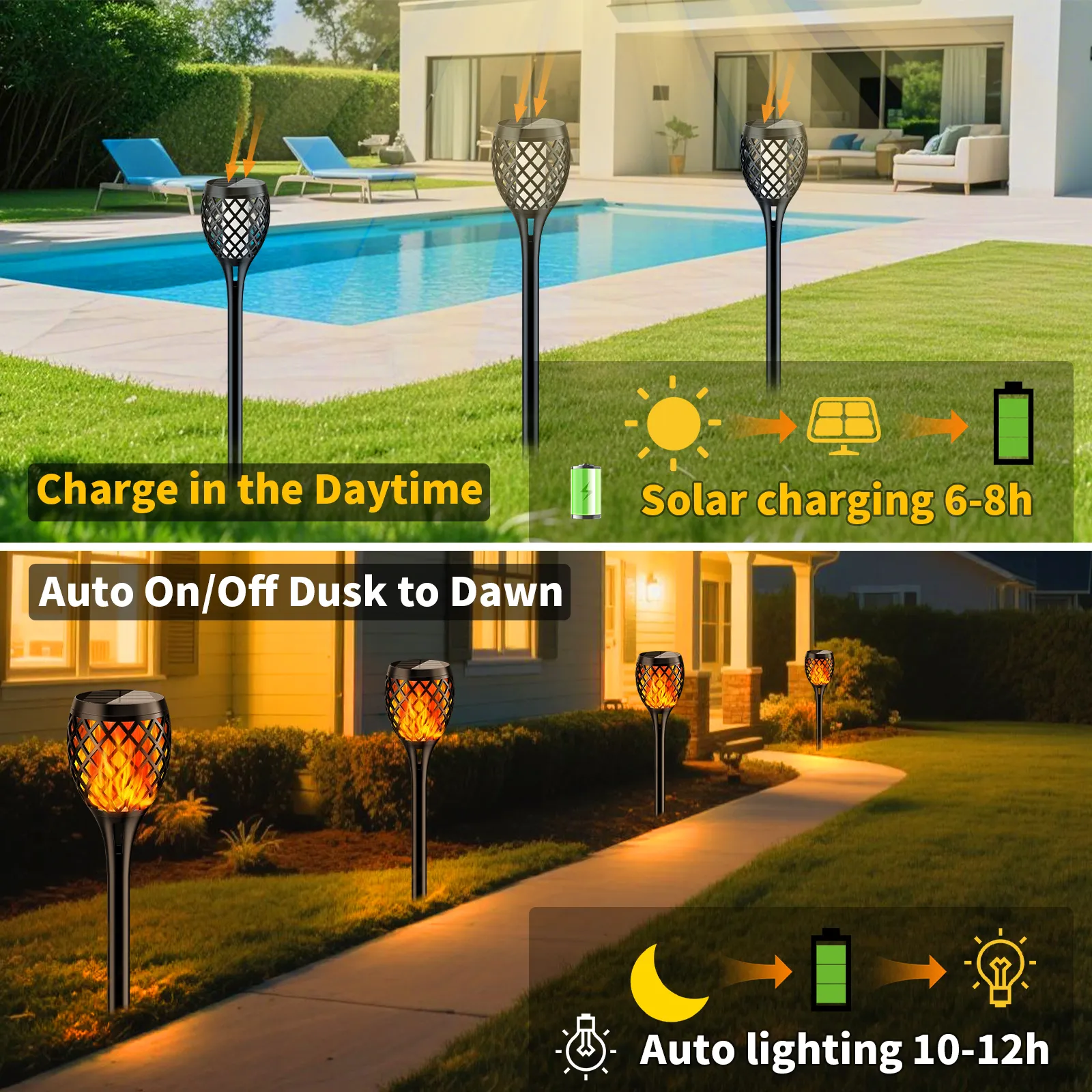 Diamond solar flame torch light for garden or pathway decoration