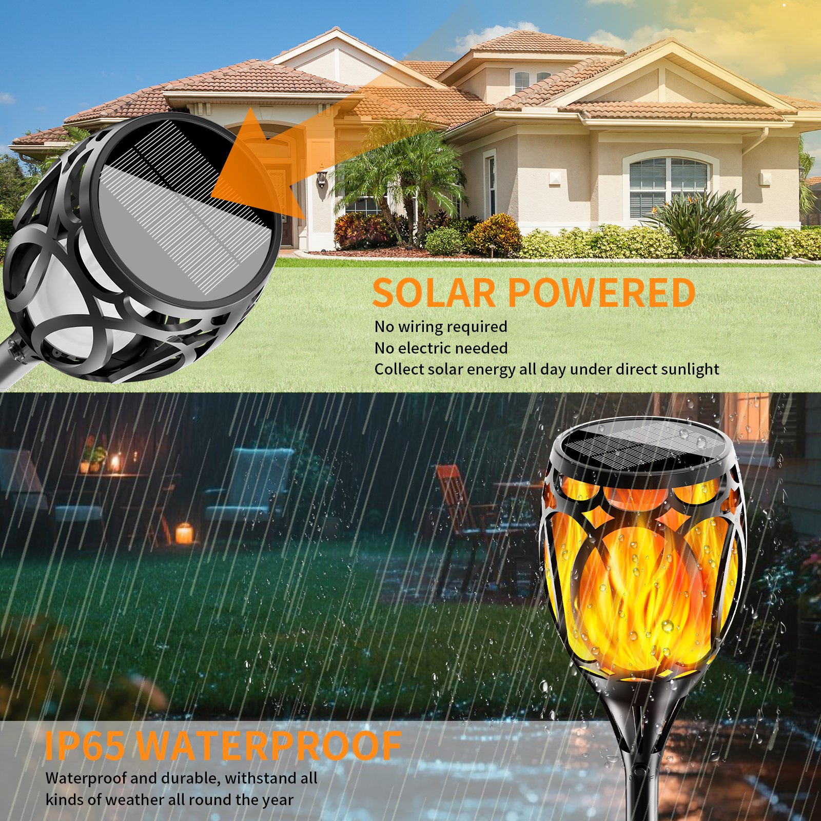 Coin solar flame torch light for garden or pathway decoration