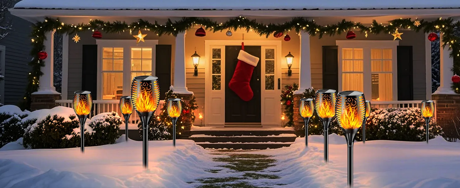 Flickering flame solar garden light - waterproof and decorative