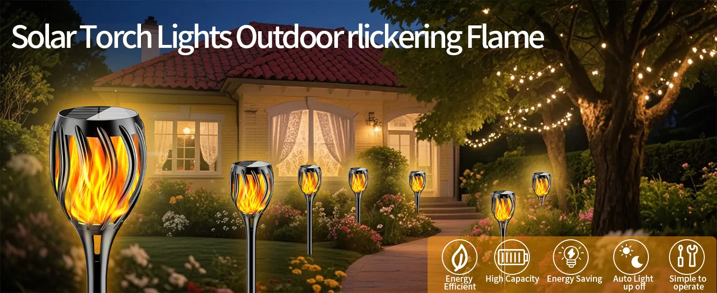 Flame solar flame torch light for garden or pathway decoration