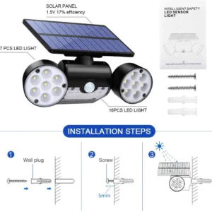 Step-by-step installation of wall-mounted solar light with screws