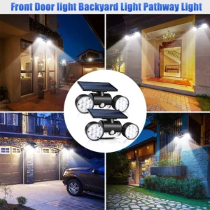 Solar wall lamp mounted on garden fence for decorative outdoor lighting