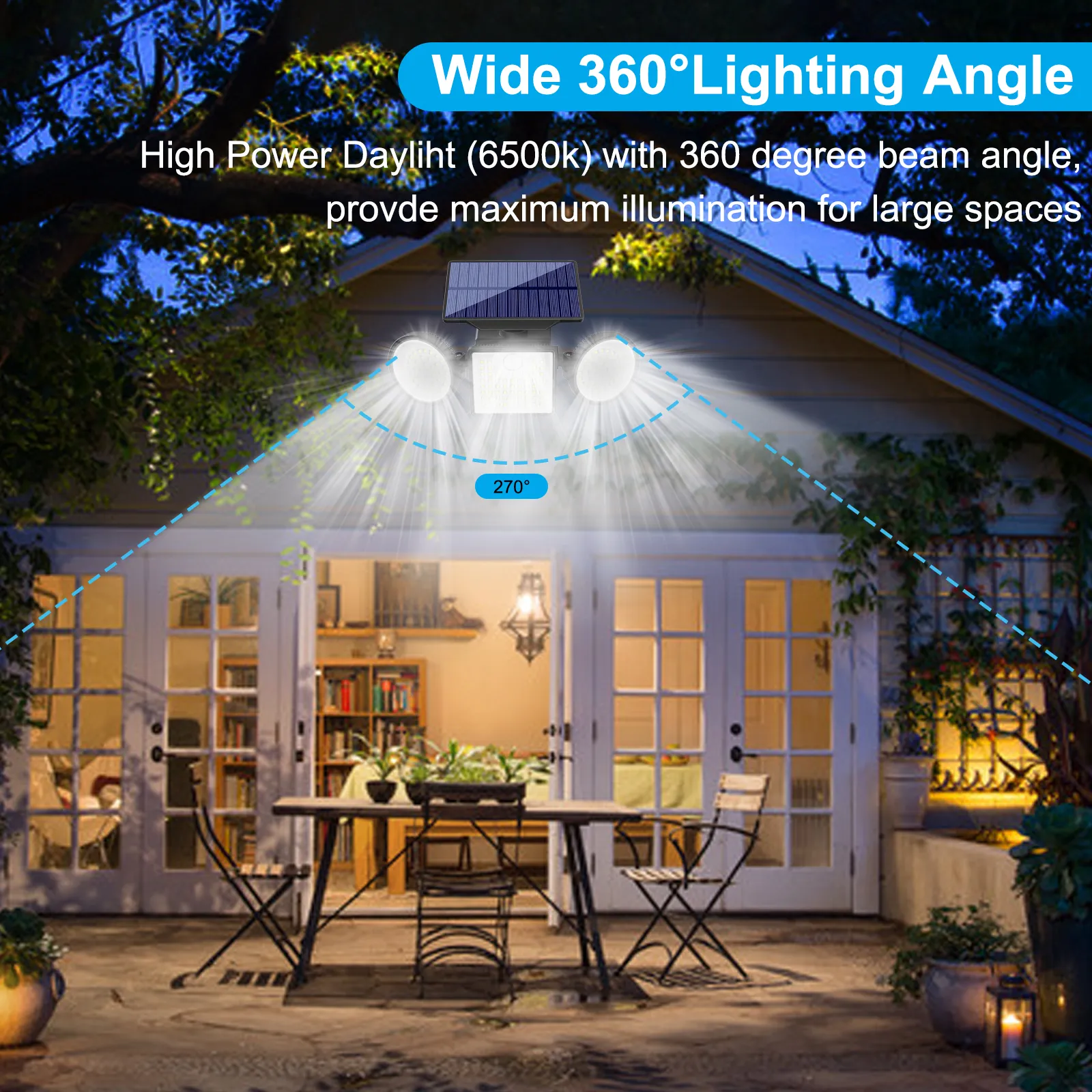 Sleek black solar powered outdoor wall lights mounted on garden fence