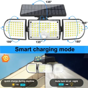 User installing solar wall lamp on wooden fence