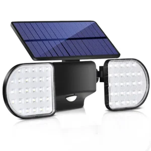 Modern solar wall light mounted on outdoor brick wall