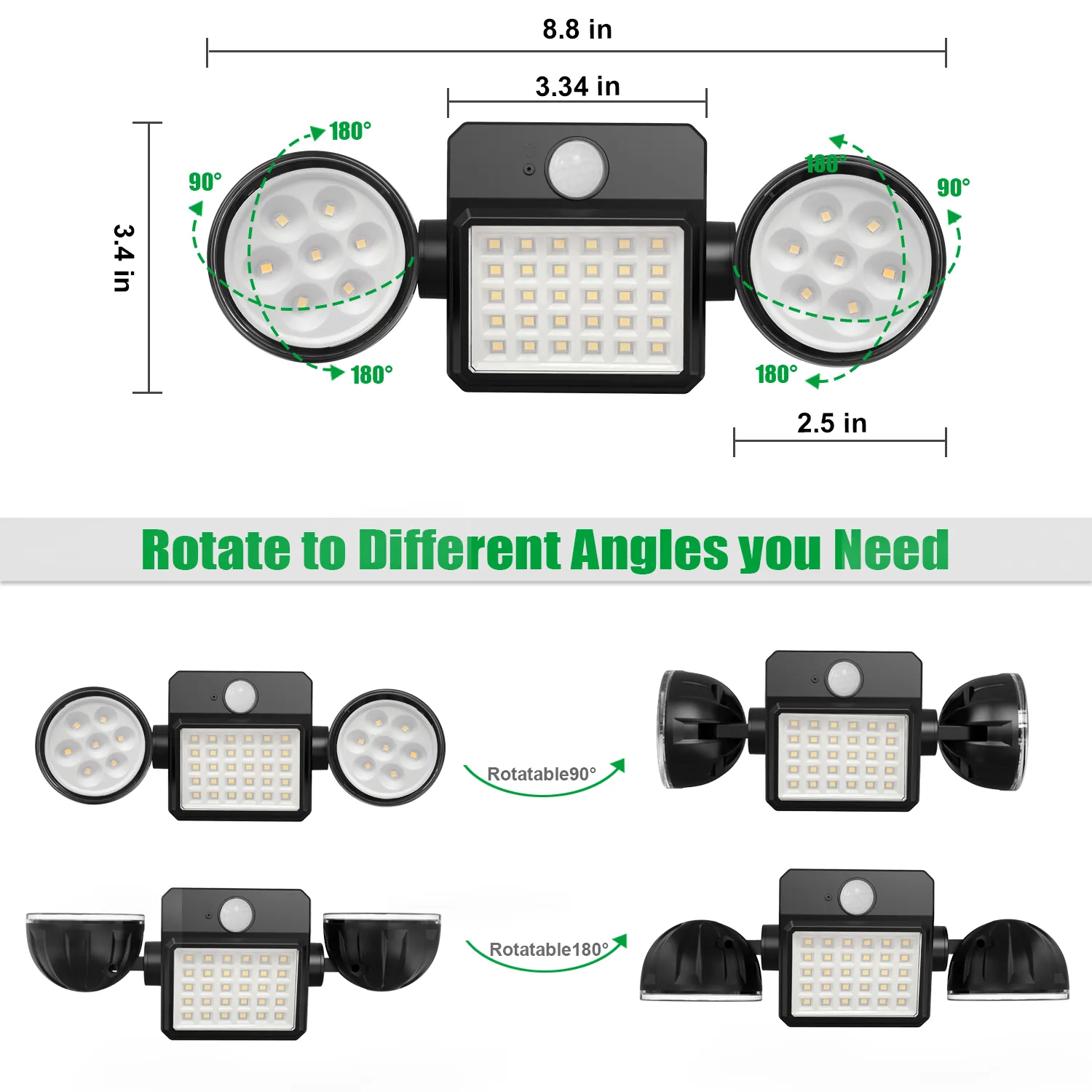 Outdoor wall lights mounted on a patio wall, illuminating garden space with solar-powered LED brightness