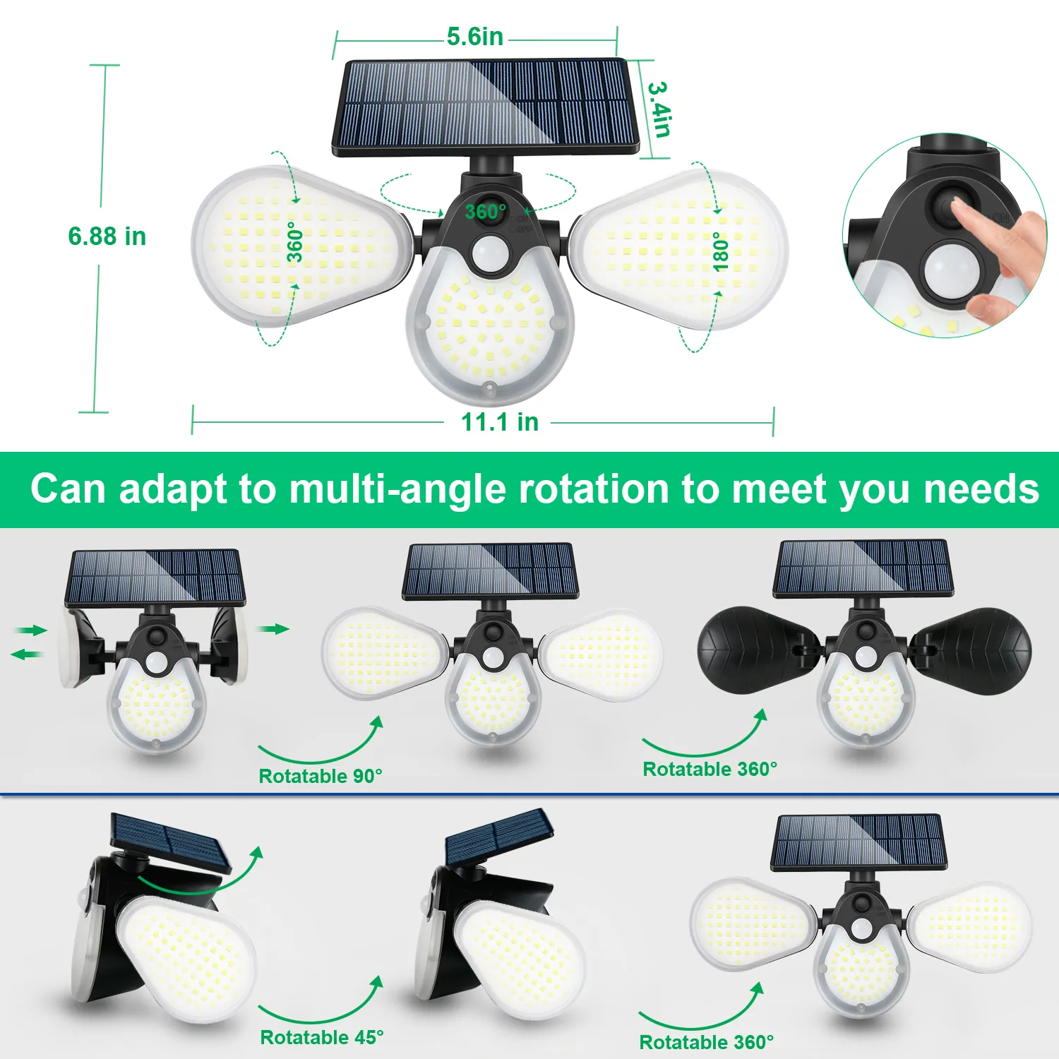 Outdoor wall lighting fixture mounted on garden fence, solar-powered with LED glow at night