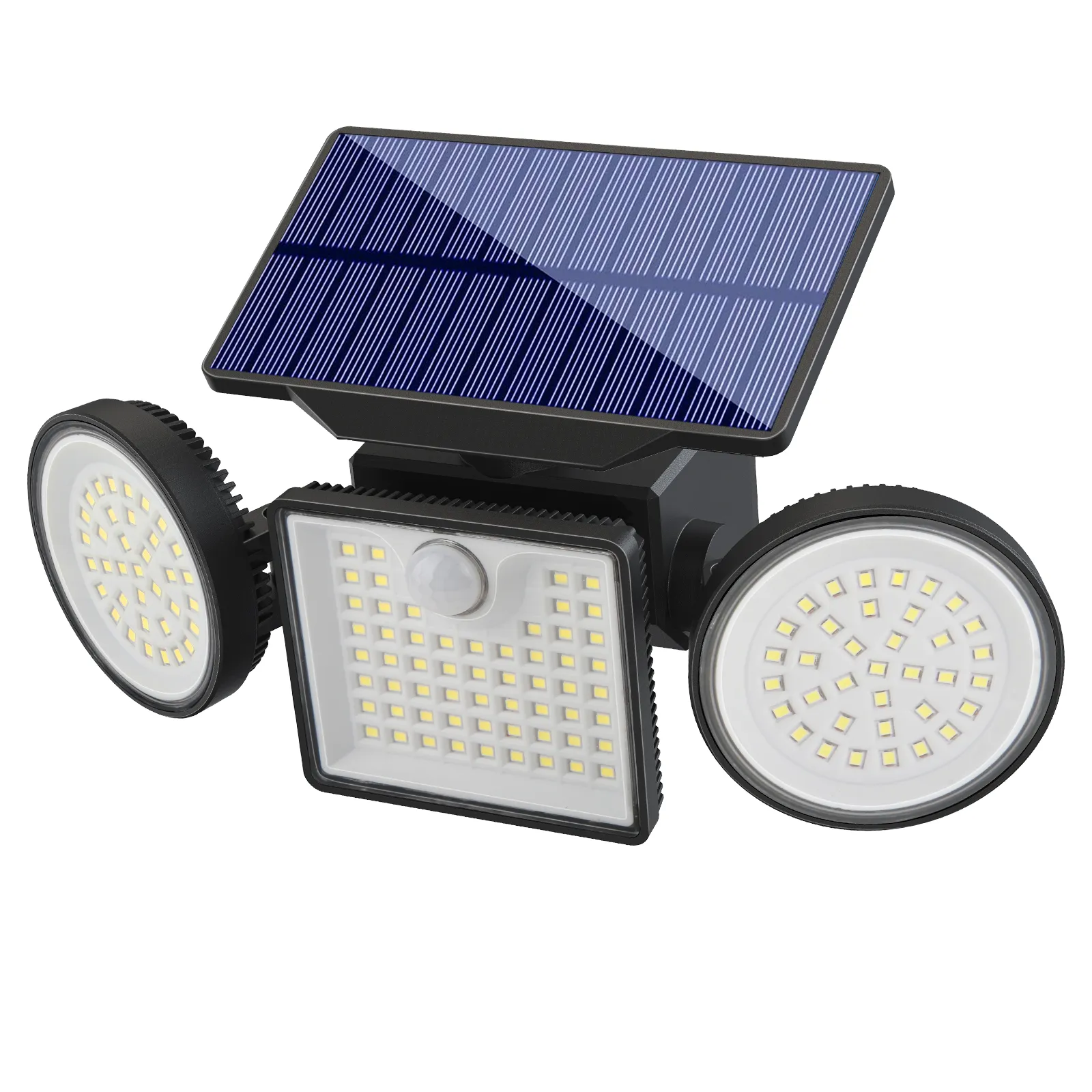 Sleek black solar powered outdoor wall lights mounted on garden fence