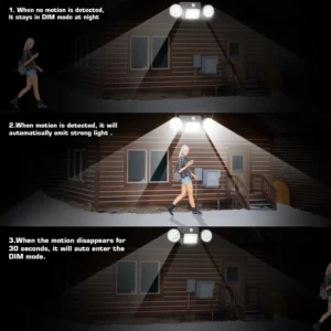 Outdoor wall lights mounted on a patio wall, illuminating garden space with solar-powered LED brightness