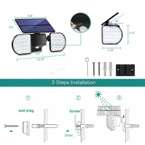 User mounting wireless solar wall light with screws