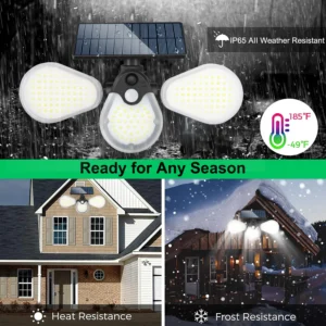 Outdoor wall lighting fixture mounted on garden fence, solar-powered with LED glow at night