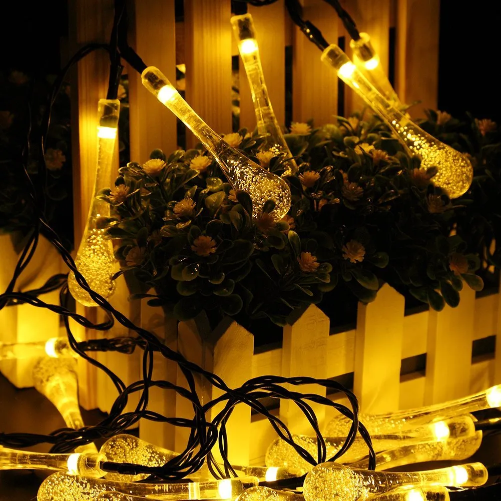 commercial solar string lights with water drop design
