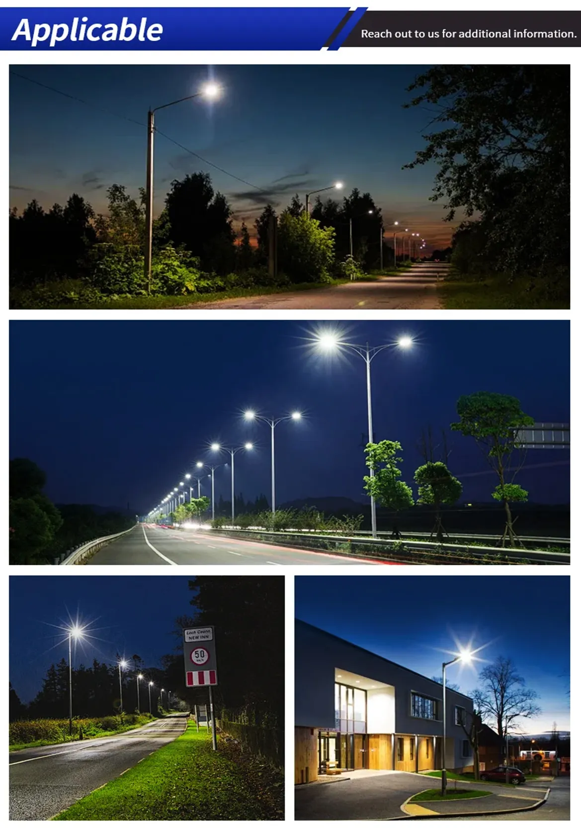 Security flood lights applied to roads, courtyards or parking lots