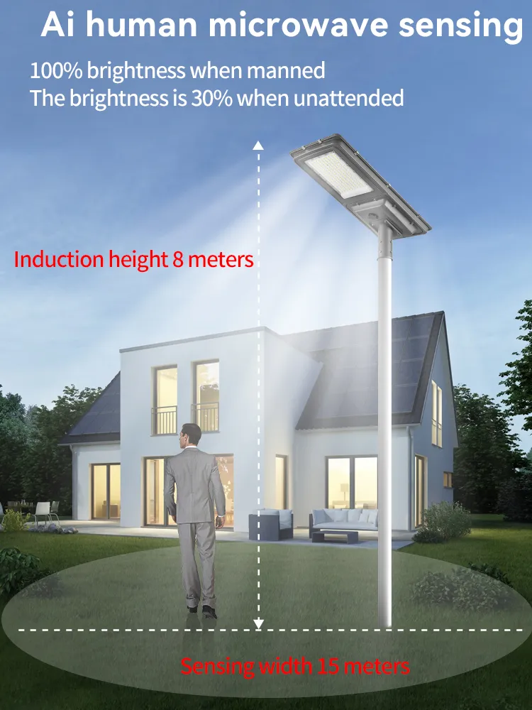 Solar streeet lamp with ai human microwave sensing