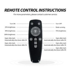 Remote control instructions for floodlights