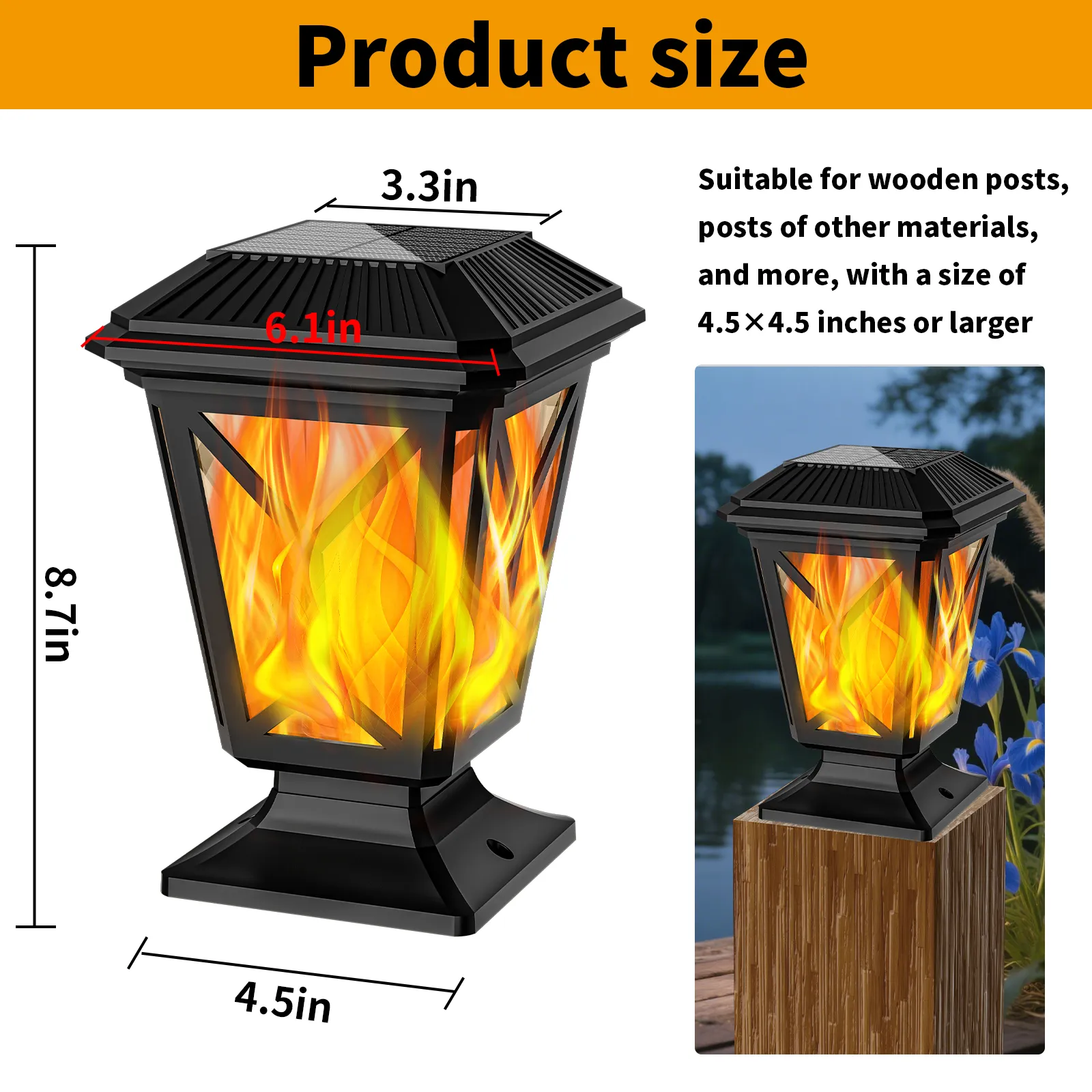 Solar Column Head Lamp – Perfect for Couryards & Landscaping - Image 3