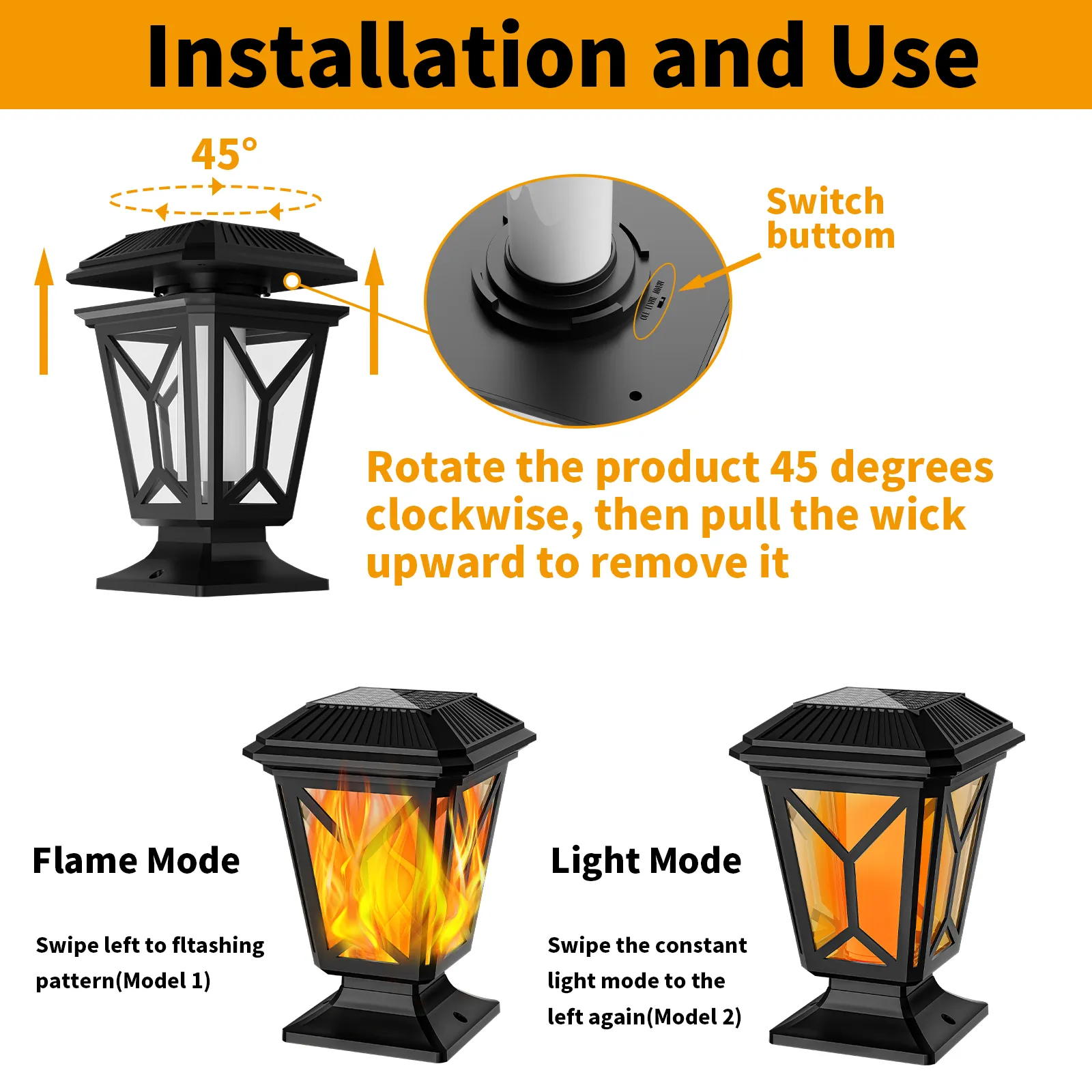 Solar Column Head Lamp – Perfect for Couryards & Landscaping - Image 2