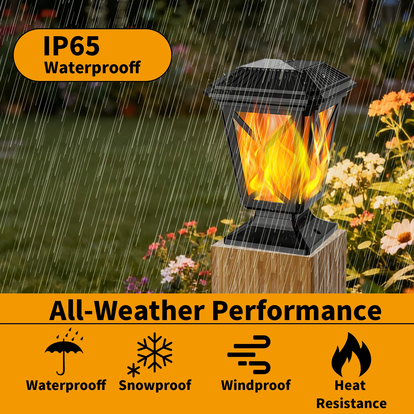 Sun-powered decorative light IP65 waterproof. All-weather resistant such as rain,snow,heat and so on.