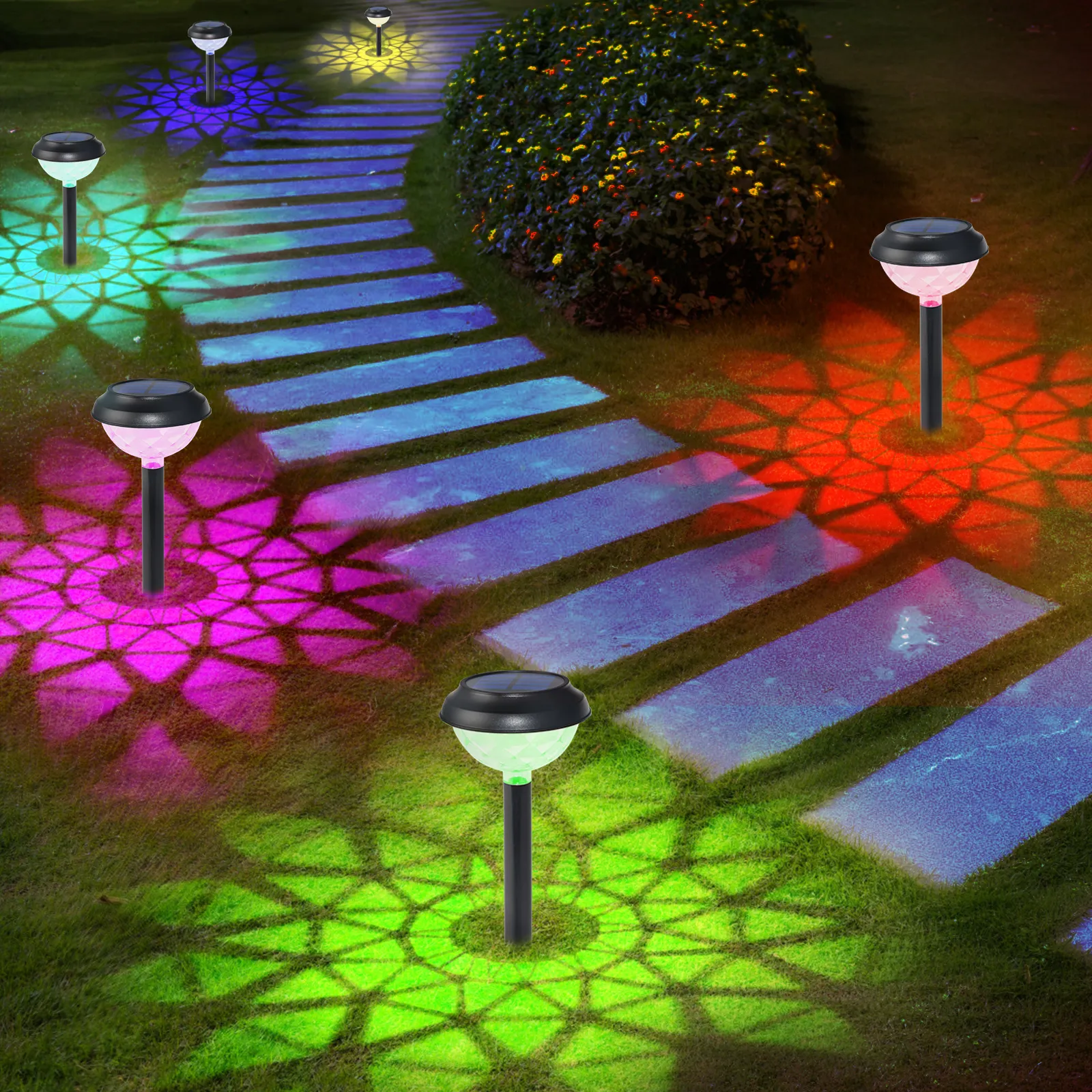 RGB Solar Powered Colorful Stake Lamps for Garden & Pathway - Image 7