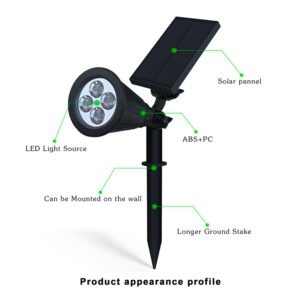 The composition of 4LED flip-top lawn lights, ABS+PC material