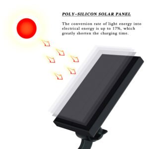Solar stake light with 17.8% convertion rate poly-silicon solar panel