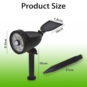 Product dimensions of 6 LED solar flip-top ground plug lights