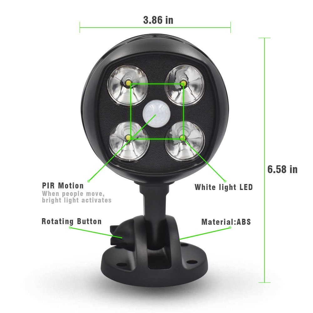 Product parameters and dimensions of 4LED induction energy-saving spotlights
