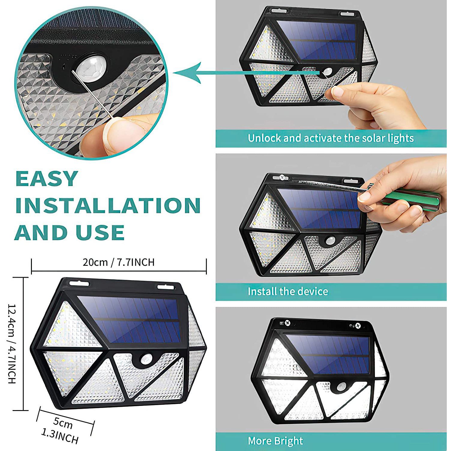 Seven-Sided Solar Security Wall Light with Auto Motion Detection - Image 7