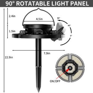 The product size of the solar garage light with a rotatable lamp body of 90°