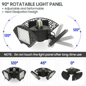 The garage floodlight with adjustable lamp body Angle has a wide illumination range