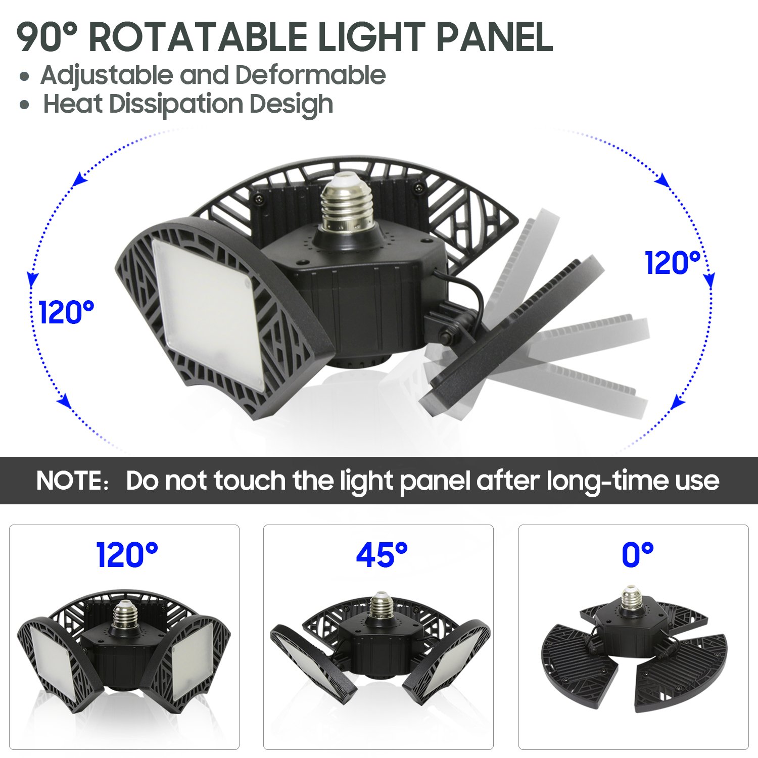 The garage floodlight with adjustable lamp body Angle has a wide illumination range