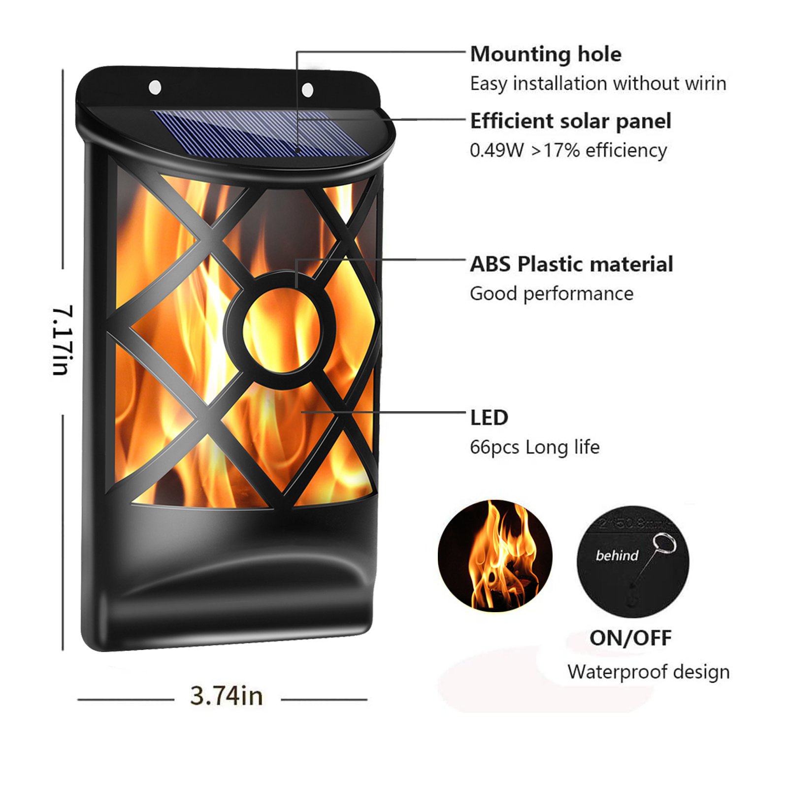 The composition structure and product dimensions of solar grid wall lamps