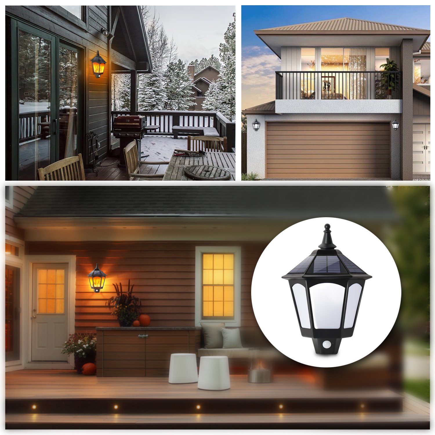 Solar wall mounted flame light for corridor and entrance door