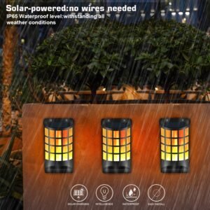 Solar-energy flame wall light with IP65 waterproof, no wires needed