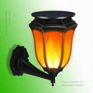 Solar hexagonal flame wall light – waterproof & auto-illuminating for outdoor walls