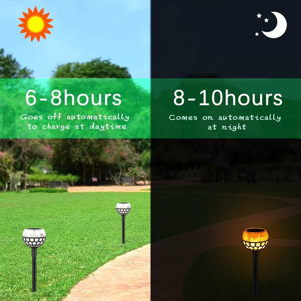Solar spherical flame lamp – smart dusk-to-dawn light, 8-10 hours runtime