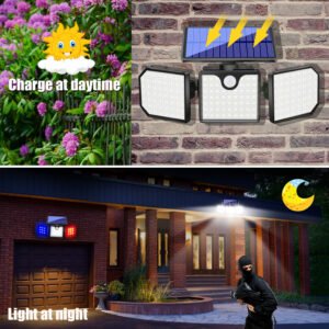 Enjoy cordless convenience and reliable security with this solar-powered warning wall lampp; it stores energy by day and provides essential visibility and alerts by night, keeping your entrance safe without increasing your electricity bill