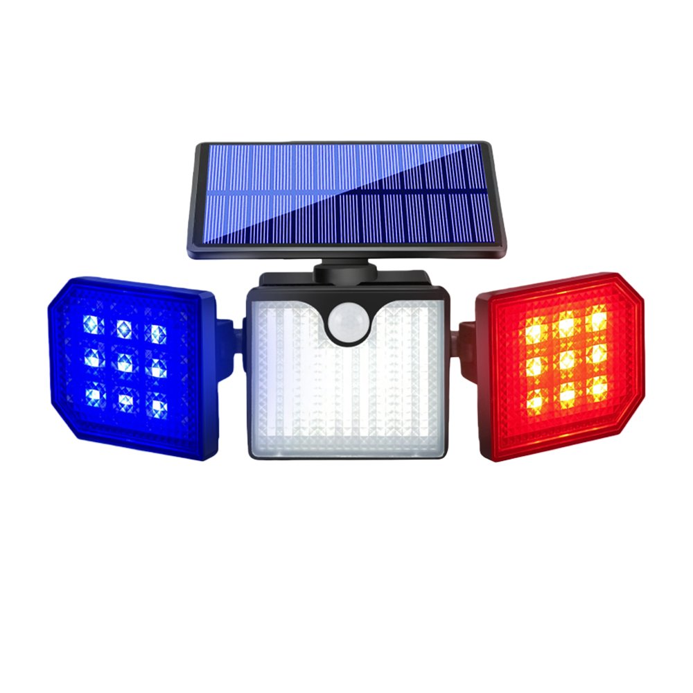 Feature-focused: The innovative warning wall lampp features a tri-head design with dedicated red, blue, and white LED arrays, offering both continuous visual alerts and powerful illumination on demand.