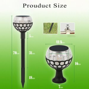 Solar spherical flame lamp – waterproof outdoor light, 7" dia sphere, 19.8" total height