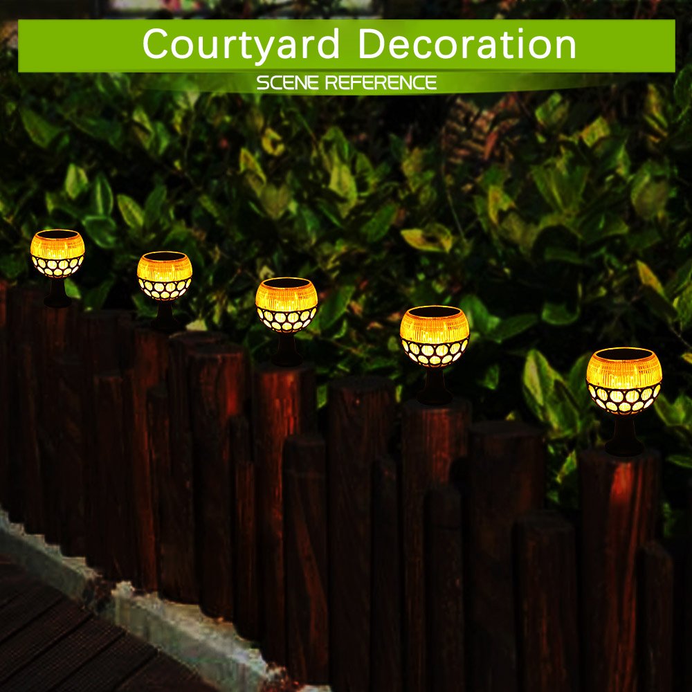 Solar spherical flame lamp – soft glow for courtyard fence & garden border decoration