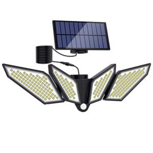 Solar four-head wall lamps with motion sensor & weatherproof for outdoor garden, patio & garage