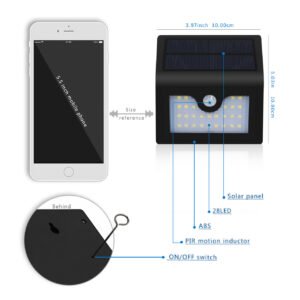 The size and details of the outdoor triangular wall lamp, with a pinhole switch on the back